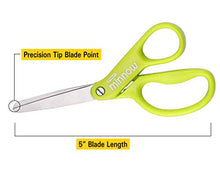 Load image into Gallery viewer, Stanley Minnow 5-Inch Pointed Tip Kids Scissors, Green (SCI5PT-GREEN)
