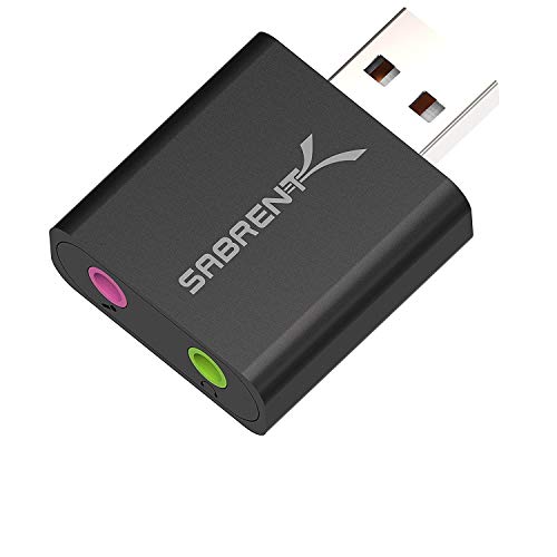 Sabrent Aluminum Usb External Stereo Sound Adapter For Windows And Mac. Plug And Play No Drivers Nee