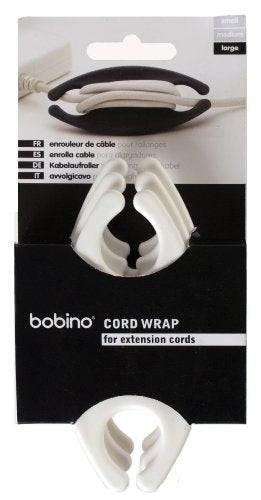 obino Cord Wrap - Large - 3 Piece Pack - White - Stylish Cable and Wire Management / Organizer
