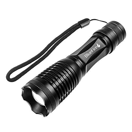 BlueFire 1200 Lumen Super Bright CREE XM-L2 LED Handheld Flashlight with Adjustable Focus and 5 Light Modes, Outdoor LED Torch, Tactical Flashlight for Camping & Hiking