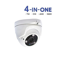 Load image into Gallery viewer, HDVD 1080p Dome Camera 2mp TVI/AHD/CVI/960H 4 in 1, Motorized 2.8-12mm Wide Angel Lens, Auto Focus, WDR, Night Vision up to 120ft, Surveillance Cameras
