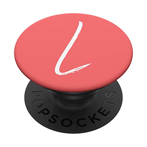 Coral and White PopSocket Pink ~ With First Initial Letter L