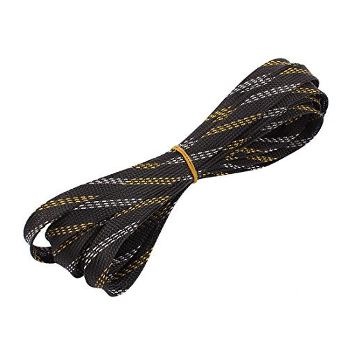 Aexit 16mm PET Tube Fittings Cable Wire Wrap Expandable Braided Sleeving Black Golden Microbore Tubing Connectors 5M Length