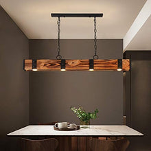 Load image into Gallery viewer, KunMai Industrial Loft Style 4-Light Linear Rust/Black Wood &amp; Metal Island Pendant Light (Rust)
