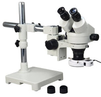 OMAX 3.5X-45X Zoom Binocular Single-Bar Boom Stand Stereo Microscope with 54 LED Ring Light