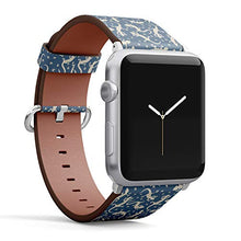 Load image into Gallery viewer, Q-Beans Watchband, Compatible with Big Apple Watch 42mm / 44mm, Replacement Leather Band Bracelet Strap Wristband Accessory // Lizards Endless Pattern
