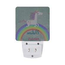 Load image into Gallery viewer, Naanle Set of 2 Unicorn Rainbow Floral Believe Auto Sensor LED Dusk to Dawn Night Light Plug in Indoor for Adults
