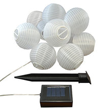 Load image into Gallery viewer, Lumabase Solar Powered String Lights with 10 Nylon Lanterns - White
