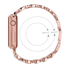 Load image into Gallery viewer, SHGM Bling Band Compatible with Apple Watch Band 42mm 44mm Watch SeriesSE/7/6/5/4/3/2/1/SE, Diamond Rhinestone Stainless Steel Metal Wristband Strap (Rose Gold 42/44mm and White Diamond)
