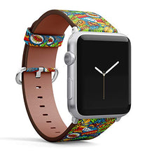 Load image into Gallery viewer, S-Type iWatch Leather Strap Printing Wristbands for Apple Watch 4/3/2/1 Sport Series (42mm) - Pop Art Comic Pattern Speech Bubbles Illustration
