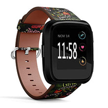Load image into Gallery viewer, Replacement Leather Strap Printing Wristbands Compatible with Fitbit Versa - Embroidery Poppies Flowers Design Floral Pattern Girl Power Slogan
