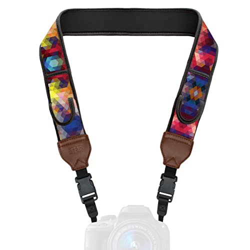 USA GEAR TrueSHOT Camera Strap with Colorful Neoprene Pattern , Accessory Pockets and Quick Release Buckles - Compatible With Canon , Fujifilm , Nikon , Sony and More DSLR , Mirrorless , Cameras