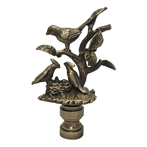 Royal Designs Nesting Bird Design Lamp Finial (Antique Brass)