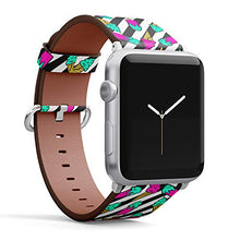 Load image into Gallery viewer, S-Type iWatch Leather Strap Printing Wristbands for Apple Watch 4/3/2/1 Sport Series (42mm) - Colorful Pattern of ice Cream on a Striped Background in pop Art Style
