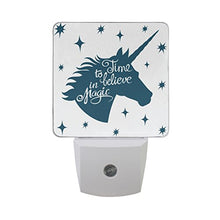 Load image into Gallery viewer, Naanle Set of 2 Unicorn Silhouette Star Time Believe Magic Auto Sensor LED Dusk to Dawn Night Light Plug in Indoor for Adults

