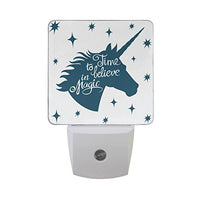 Naanle Set of 2 Unicorn Silhouette Star Time Believe Magic Auto Sensor LED Dusk to Dawn Night Light Plug in Indoor for Adults