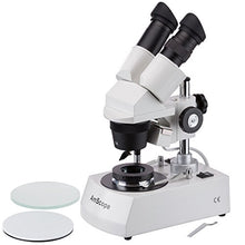 Load image into Gallery viewer, AmScope SE305-P-DK Binocular Stereo Microscope, WF10x Eyepieces, 10X and 30X Magnification, 1X and 3X Objectives, Upper and Lower Halogen Lighting, Reversible Black/White Stage Plate, Arm Stand, 120V,
