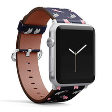Load image into Gallery viewer, Compatible with Small Apple Watch 38mm, 40mm, 41mm (All Series) Leather Watch Wrist Band Strap Bracelet with Adapters (Cute Watercolor Elephants)
