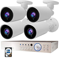 Evertech 8 Channel HD DVR Home Security Outdoor Surveillance System w/ 4 pcs 4in1 AHD TVI CVI Analog 1080P Bullet Security System 1 TB Hard Drive