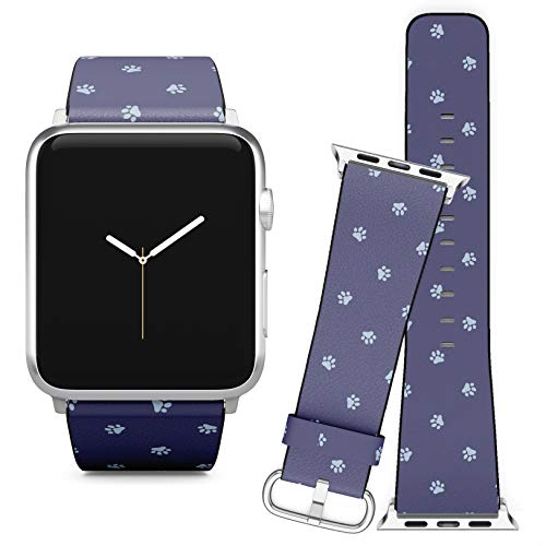 Compatible with Apple Watch (42/44 mm) Series 5, 4, 3, 2, 1 // Leather Replacement Bracelet Strap Wristband + Adapters // Paw Zoo Animal
