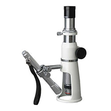 Load image into Gallery viewer, AmScope H2510 Handheld Stand Measuring Microscope, 20x/50x/100x Magnification, 17mm Field of View, Includes Pen Light
