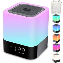 Load image into Gallery viewer, Bluetooth Speaker Night Light,12/24H Alarm Clock, 5 in 1 Touch Sensor Beside Lamp, Dimmable &amp; Multi-Color Changing,SD TF Card MPF Music Player,Gift ideas for 10 11 12 13 14 Year Old Teenage Girls/Boys
