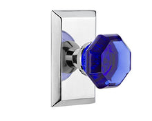 Load image into Gallery viewer, Nostalgic Warehouse 725130 Studio Plate Privacy Waldorf Cobalt Door Knob in Bright Chrome, 2.75
