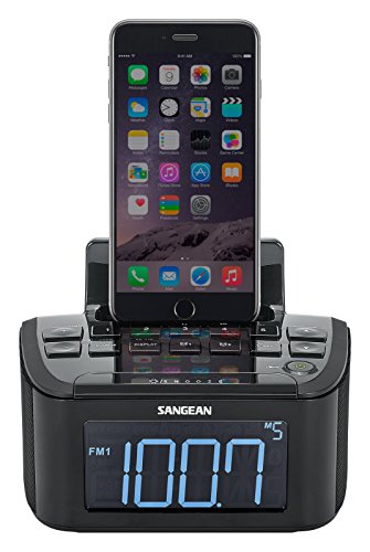 Sangean Compact AM/FM Dual Alarm Clock Radio with Large Easy to Read Backlit LCD Display & Lightning Connector Dock