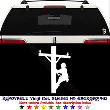 Load image into Gallery viewer, GottaLoveStickerz Lineman Electrician Electric Pole Removable Vinyl Decal Sticker for Laptop Tablet Helmet Windows Wall Decor Car Truck Motorcycle - Size (07 Inch / 18 cm Tall) - Color (Matte White)
