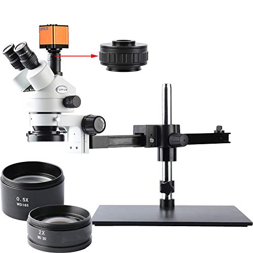 KOPPACE 3.5X-90X,Trinocular Video Microscope,16 Million Pixel,144 LED Ring Light,Includes 0.5X and 2.0X Barlow Lens,Mobile Phone Repair Microscope