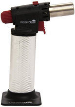 Load image into Gallery viewer, Master Class Blow Torch, Refillable Kitchen Gas Torch, Adjustable Anti-Flare Flame, Non-Slip Metal Design, Silver/Black/Red

