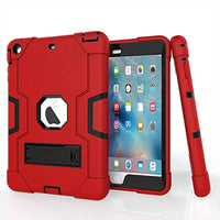 iPad Mini Case, Mini 2 Case, Mini 3 Case, Rugged Kickstand Series - Shockproof Heavy Duty Hybrid Three Layer Armor Defender Kids Child Proof Case Cover for iPad Mini 1/2/3 - Red