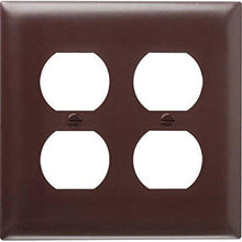 Load image into Gallery viewer, Pass &amp; Seymour SP82U 2 Gang 2 Duplex Outlet Openings Urea Wall Plate, Brown

