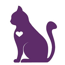 Load image into Gallery viewer, Cat Heart Silhouette - Vinyl - 5&quot; tall (Color: PURPLE) decal laptop tablet skateboard car windows stickers
