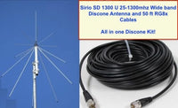 Sirio Sd 1300 Discone Antenna 25 M Hz   1.3 G Hz With 50ft Rg8x Coax