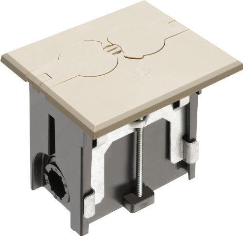 Arlington FLBAF101LA-1 Adjustable Floor Box Kit with Outlet and Flip Plate, for Installed Floors, 1-Gang, Light Almond, 1-Pack
