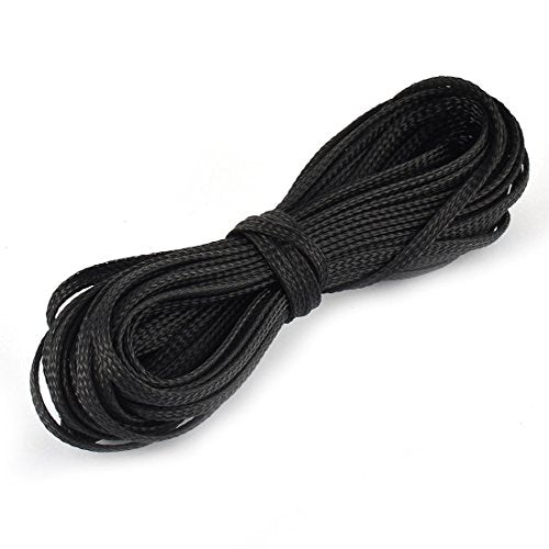 Aexit Nylon Braided Wiring & Connecting Expandable Sleeving Cable Sleeve Harness 9.8 Meters Length 4mm Heat-Shrink Tubing Width Black