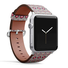 Load image into Gallery viewer, S-Type iWatch Leather Strap Printing Wristbands for Apple Watch 4/3/2/1 Sport Series (42mm) - Indian Embroidery Pattern with Geometric Folklore Ornament
