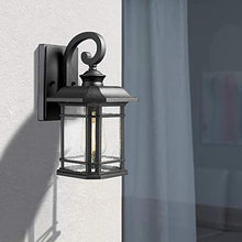 Load image into Gallery viewer, Emliviar Outdoor Wall Lantern Lights, 1-Light Exterior Wall Sconce Lamp, Black Finish with Clear Seeded Glass, 2084B BK
