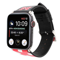 Lovely Style Watch Band Strap Cute Dressy Leather Wristband Bracelet Compatible with 41mm 40mm 38mm Apple Watch Series 7/6/5/4/3/2/1/SE (Red/Black)