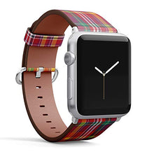 Load image into Gallery viewer, Compatible with Big Apple Watch 42mm, 44mm, 45mm (All Series) Leather Watch Wrist Band Strap Bracelet with Adapters (Pink Plaid Tartan)
