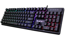 Load image into Gallery viewer, NPET K10 Gaming Keyboard USB Wired Floating Keyboard, Quiet Ergonomic Water-Resistant Mechanical Feeling Keyboard, Ultra-Slim Rainbow LED Backlit Keyboard for Desktop, Computer, PC
