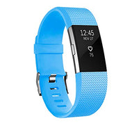 POY Replacement Bands Compatible for Fitbit Charge 2, Classic Edition Adjustable Sport Wristbands, Large Cerulean