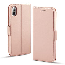 Load image into Gallery viewer, Aunote iPhone X Case, iPhone Xs Phone Case, Slim Flip/Folio Cover  Wallet Style: Made of PU Leather and TPU Inner (Lightweight, Feels Good) Full Protection for Apple iPhone 10/X/XS. Rose Gold
