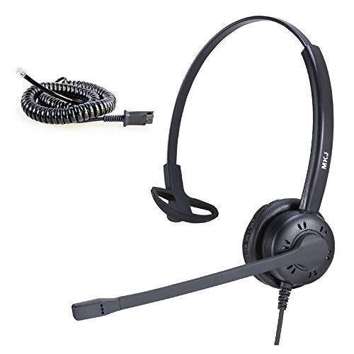 MKJ RJ9 Telephone Headset with Noise Cancelling Microphone Corded Phone Headset for Office Phones for Avaya 1408 9508 Altigen Polycom 430 Gigaset Aastra 6753i Toshiba Fanvil Mitel Nortel etc