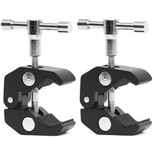 Load image into Gallery viewer, Anwenk 2Pack Super Clamp w/ 1/4&quot;-20 and 3/8&quot;-16 Thread Camera Clamp Mount Crab Clamp for Cameras, Lights, Umbrellas, Hooks, Shelves, Plate Glass, Cross Bars,Photo Accessories and More

