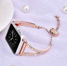 Load image into Gallery viewer, Mobile Advance Metal Band Bracelet with Rhinestones for Apple Watch Series 6/SE/5/4/3/2/1 (Rose Gold, 42mm/44mm)

