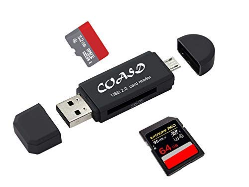 SD Card Reader Digital A-star SD Card Adapter Micro USB OTG to USB 2.0 Adapter; SD/Micro SD Card Reader with Standard USB Male; Tablets with OTG Function-Black