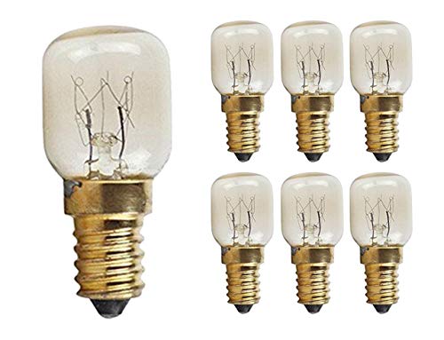 CTKcom 15W E14 Base 4173175 Oven Light Bulbs(6 Pack)- Microwave Light Bulbs 120V Heat Resistant Bulbs 300'C,Warm White Incandescent Light Bulb 360 Beam Angle,110-130V,6 Pcs