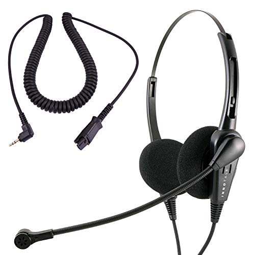 2.5 mm Economic Binaural Professional Customer Service Phone Headset Built in Quick Disconnect Compatible with Plantronics QD